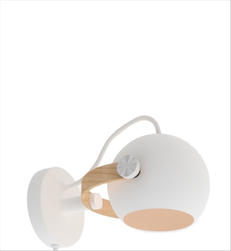 D.C  Væglampe Ø12 G9,  hvid / eg