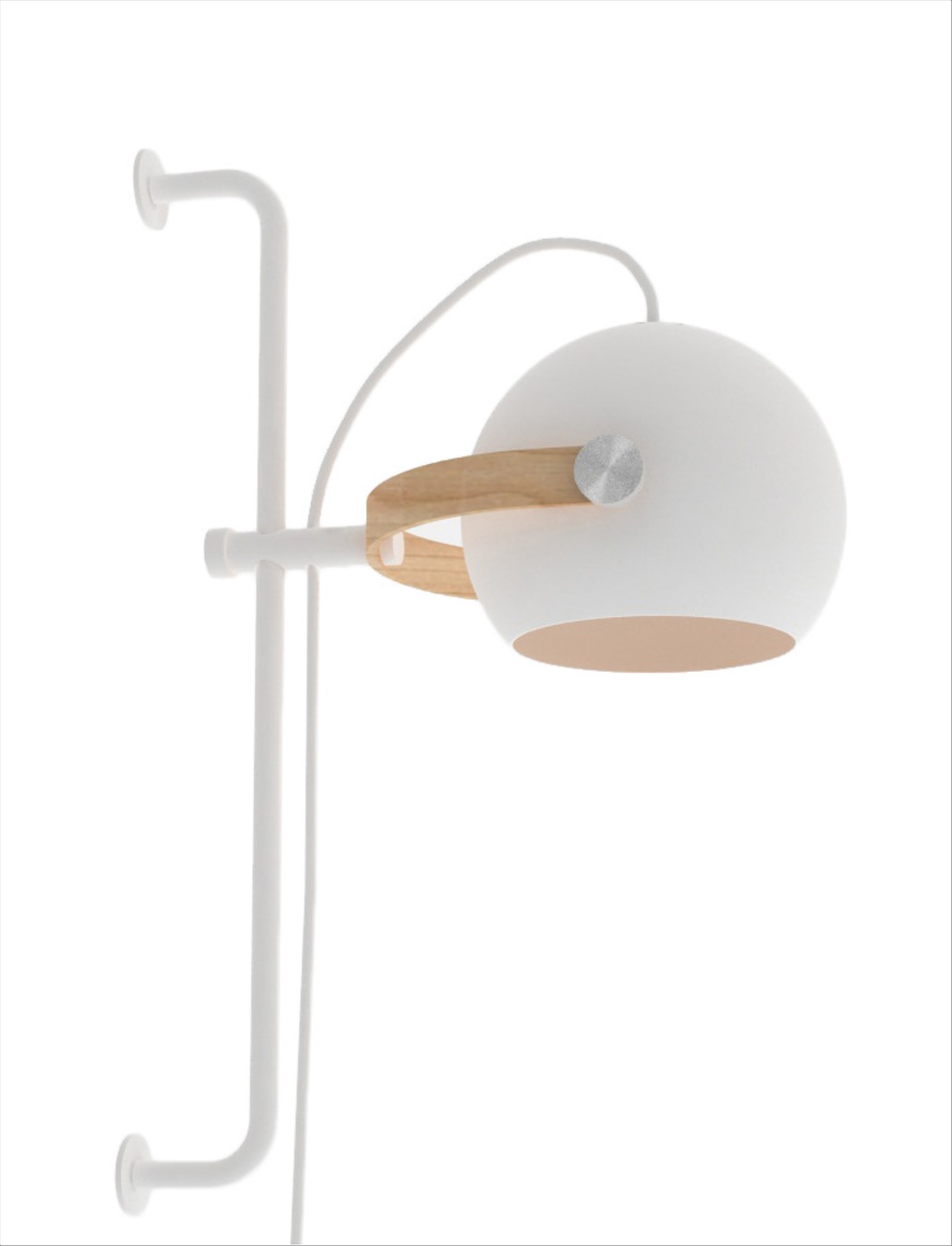 D.C  Væglampe Ø18 long E27,  hvid / eg