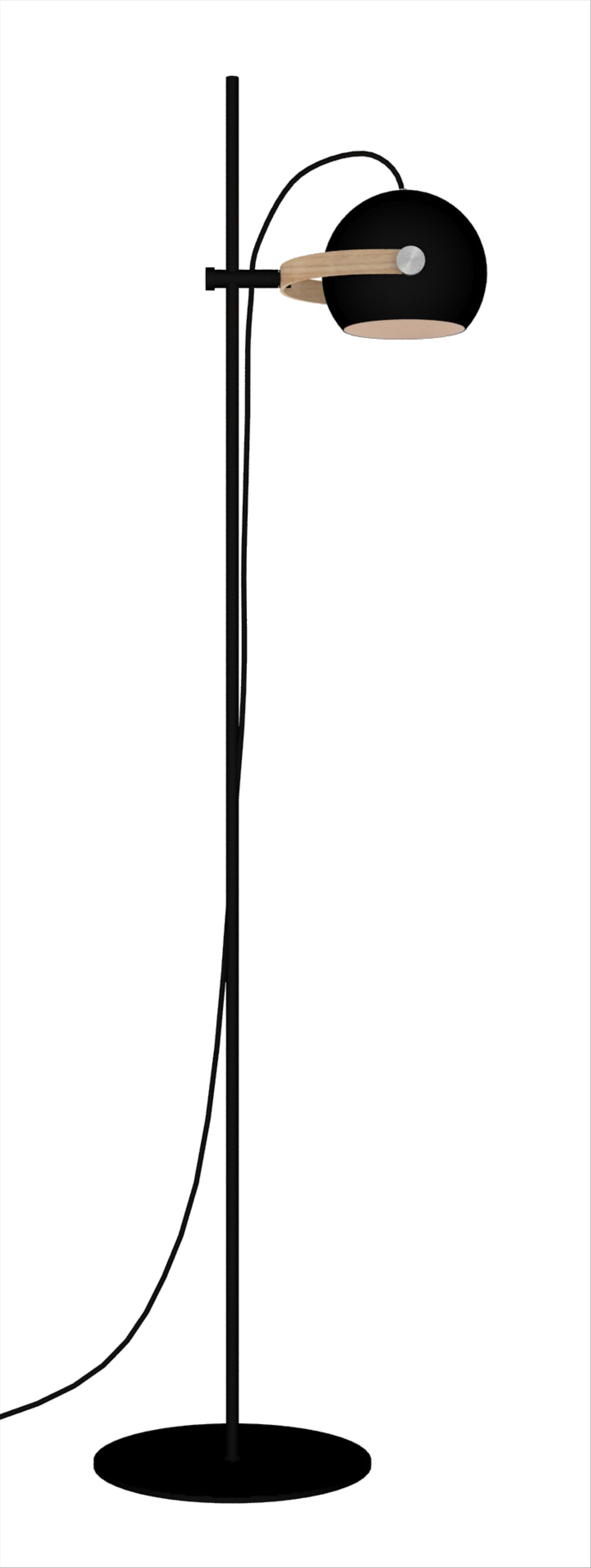 D.C  Gulvlampe 1L Ø18 E27,  sort / eg