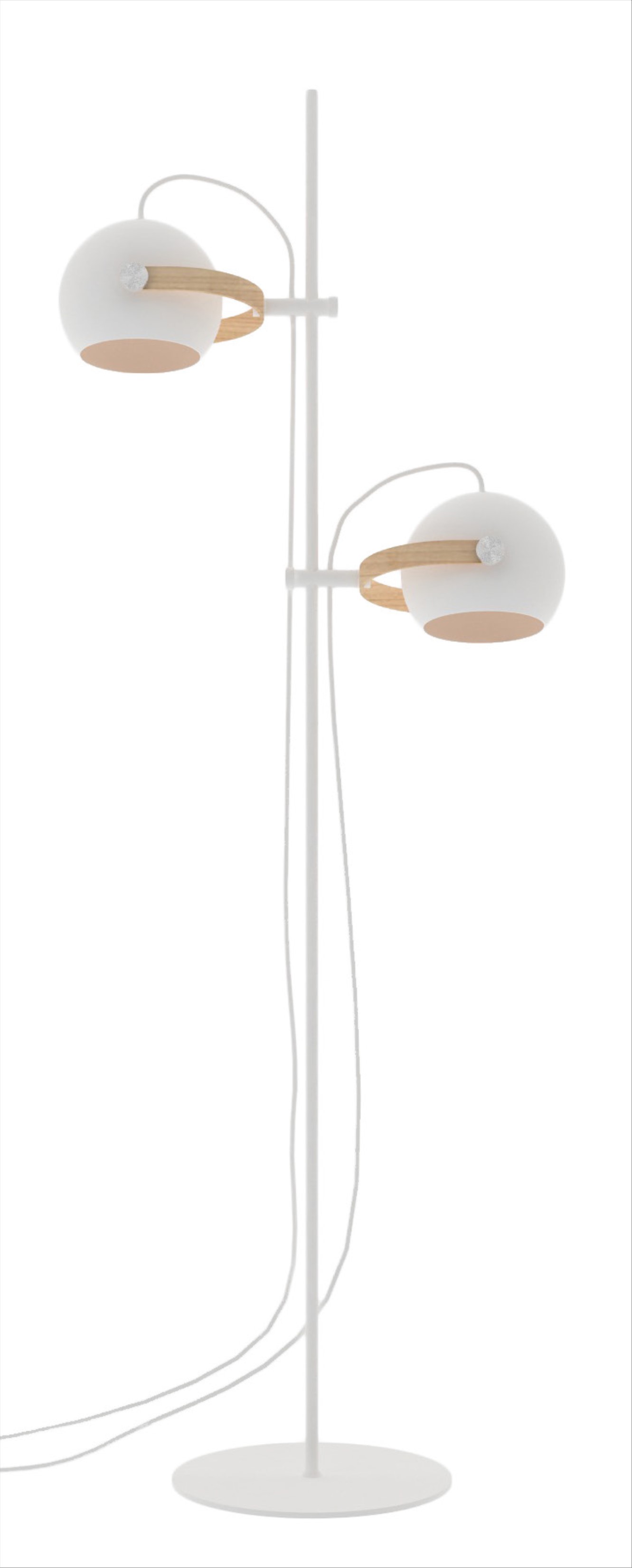 D.C  Gulvlampe 2L Ø18 E27,  hvid / eg