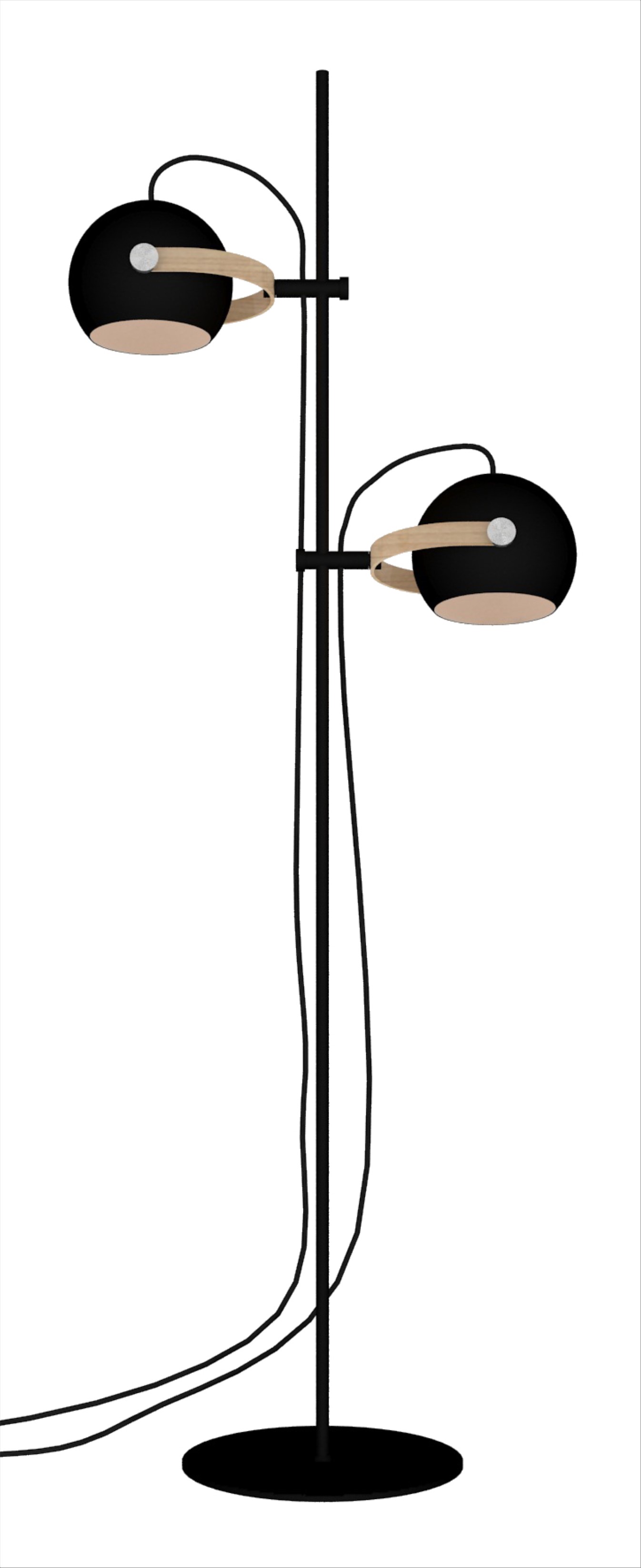 D.C  Gulvlampe 2L Ø18 E27,  sort / eg