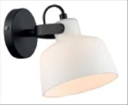 HELSINKI Væglampe opal glas/sort