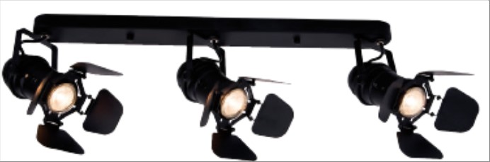 STUDIO  3-spot skinne GU10,  sort