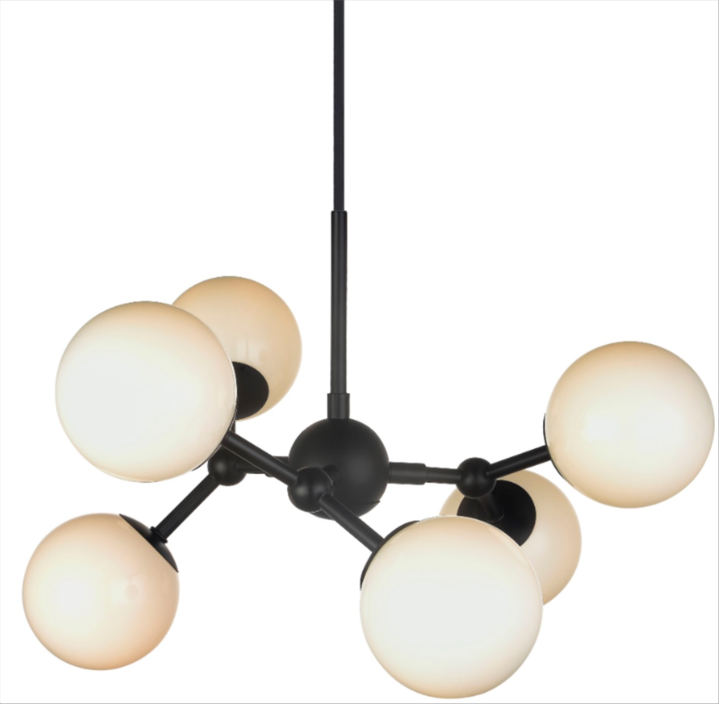 ATOM Chandelier 6L G9 sort/opal glas