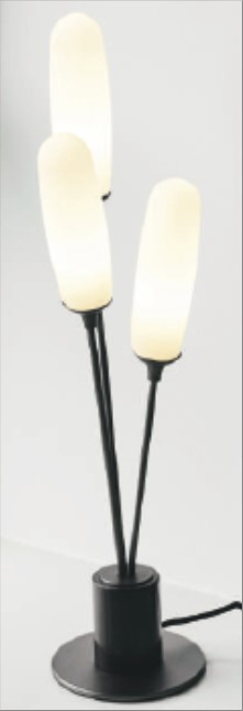 HVALSØ  bordl. 3L G9, Opal glas / marmorfod