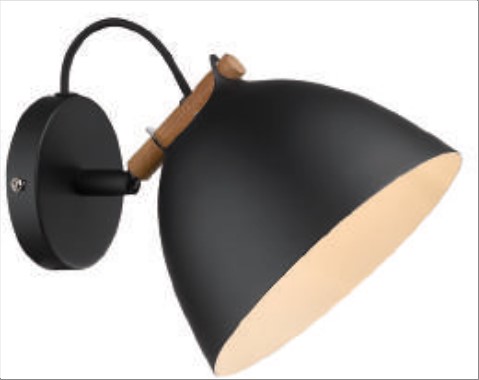ÅRHUS væglampe Ø18 G9,  Sort / Træ