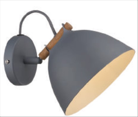 ÅRHUS væglampe Ø18 G9,  Grå / Træ