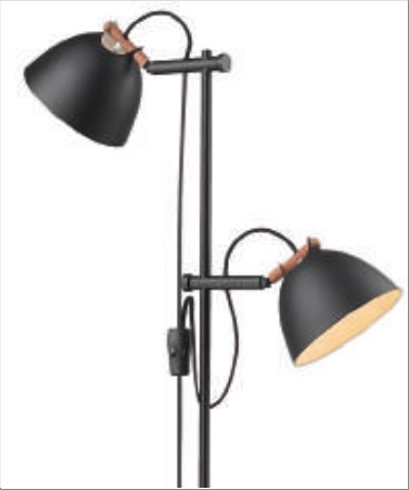 ÅRHUS gulvlampe 2L  Ø18 G9,  Sort / Træ