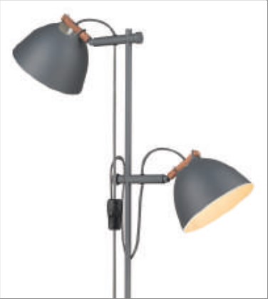 ÅRHUS gulvlampe 2L  Ø18 G9,  Grå / Træ