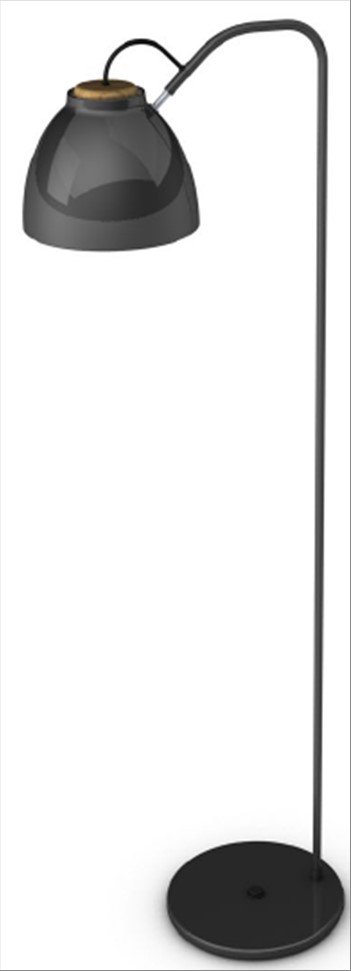 NIVÅ  Gulvlampe Ø24 E27, Sort / Træ