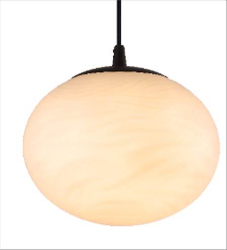 Handmade Opal hvid glas pendel Ø22cm stofkabel